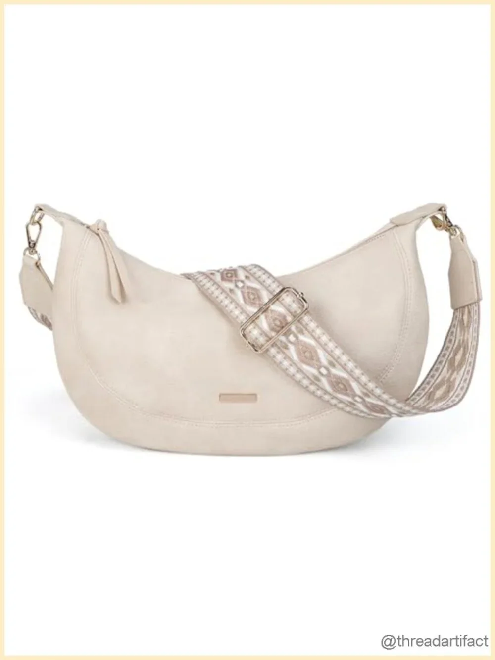 Vegan Leather Hobo Crescent Crossbody Bag with Card Slots Fits A5 Tablet